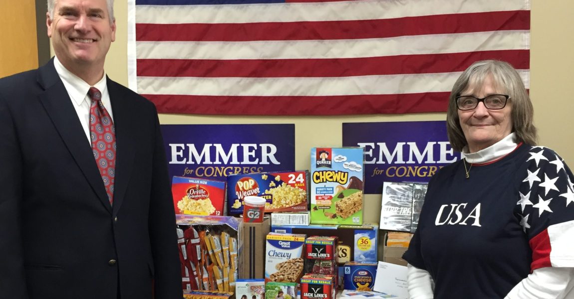 Congressman Emmer Donates Care Package Items to Active Duty Military